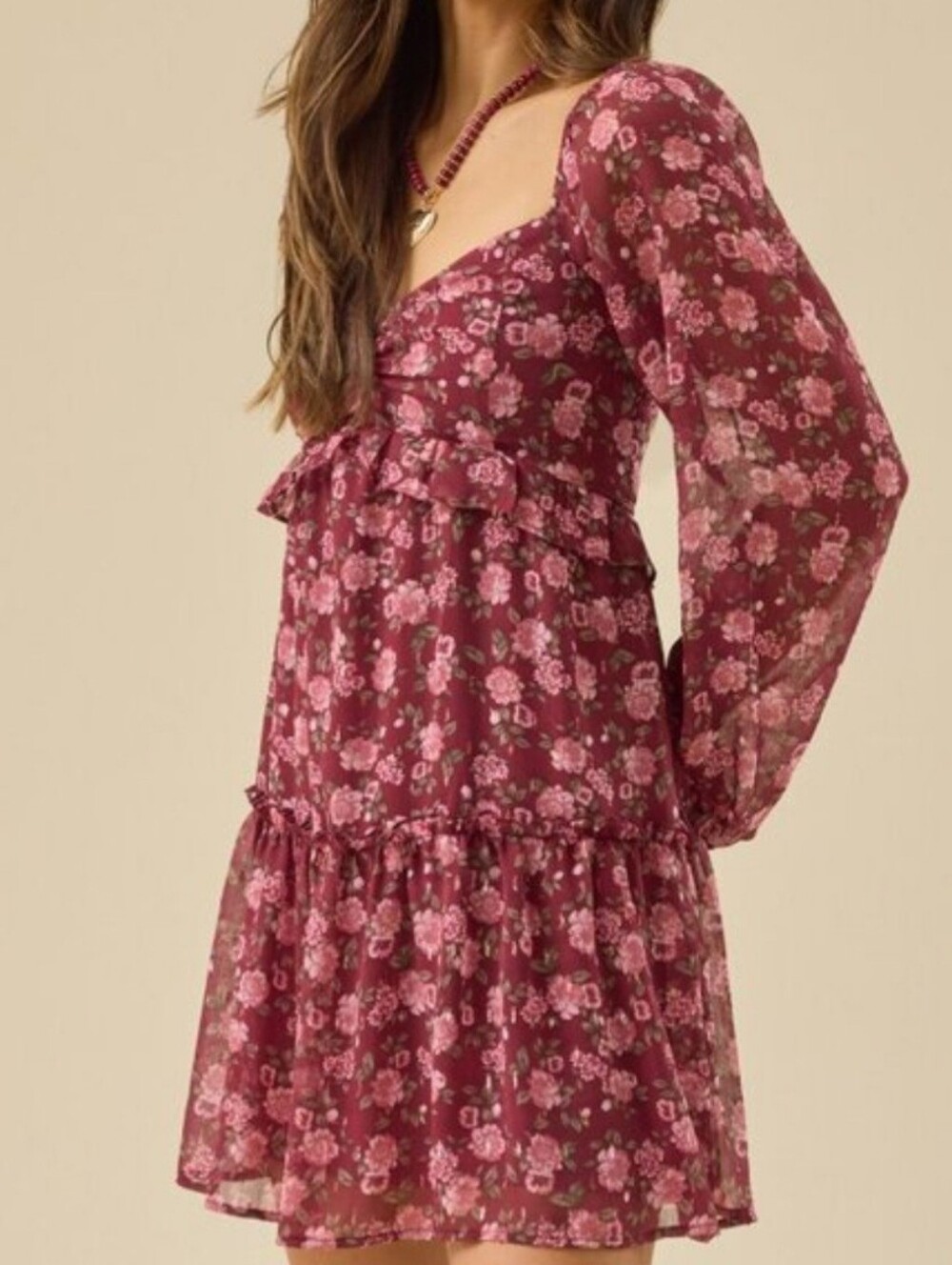 Altar'd State Burgundy Floral Dress size Large